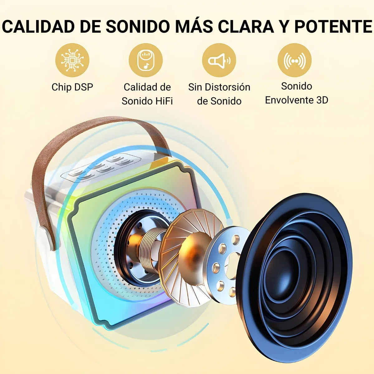 Parlante Portátil Bluetooth Karaoke + 2 Micrófonos