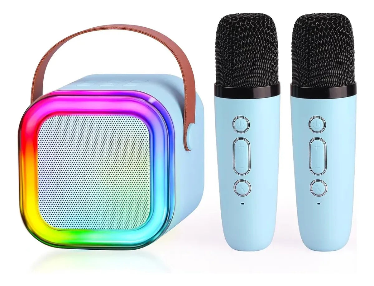 Parlante Portátil Bluetooth Karaoke + 2 Micrófonos