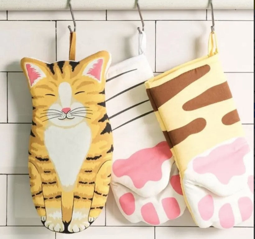 Manopla Para Horno Color Naranja Gatito Atigrado