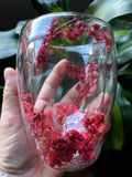 Vaso doble vidrio con flores