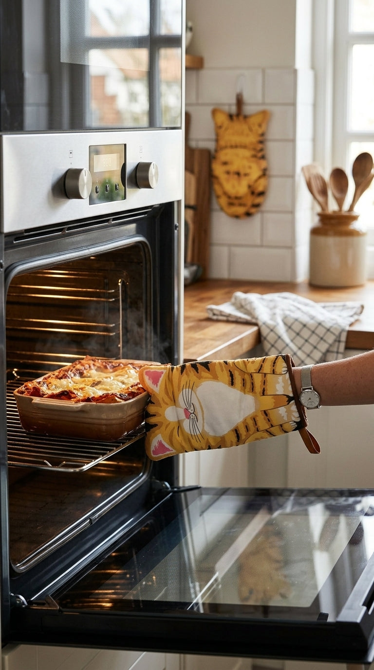 Manopla Para Horno Color Naranja Gatito Atigrado